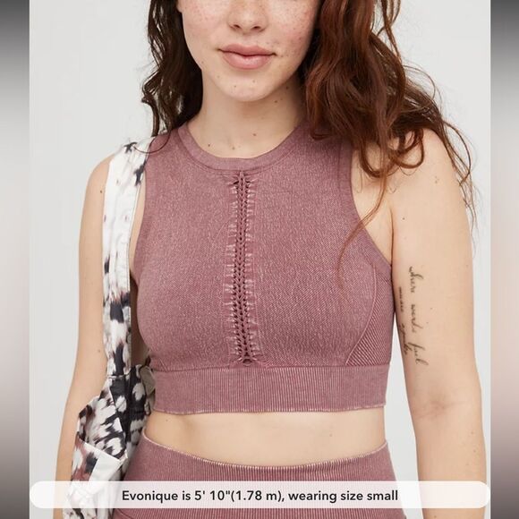 OFFLINE By Aerie Seamless Macrame Longline Sports Bra in Earthen Small - Picture 10 of 13